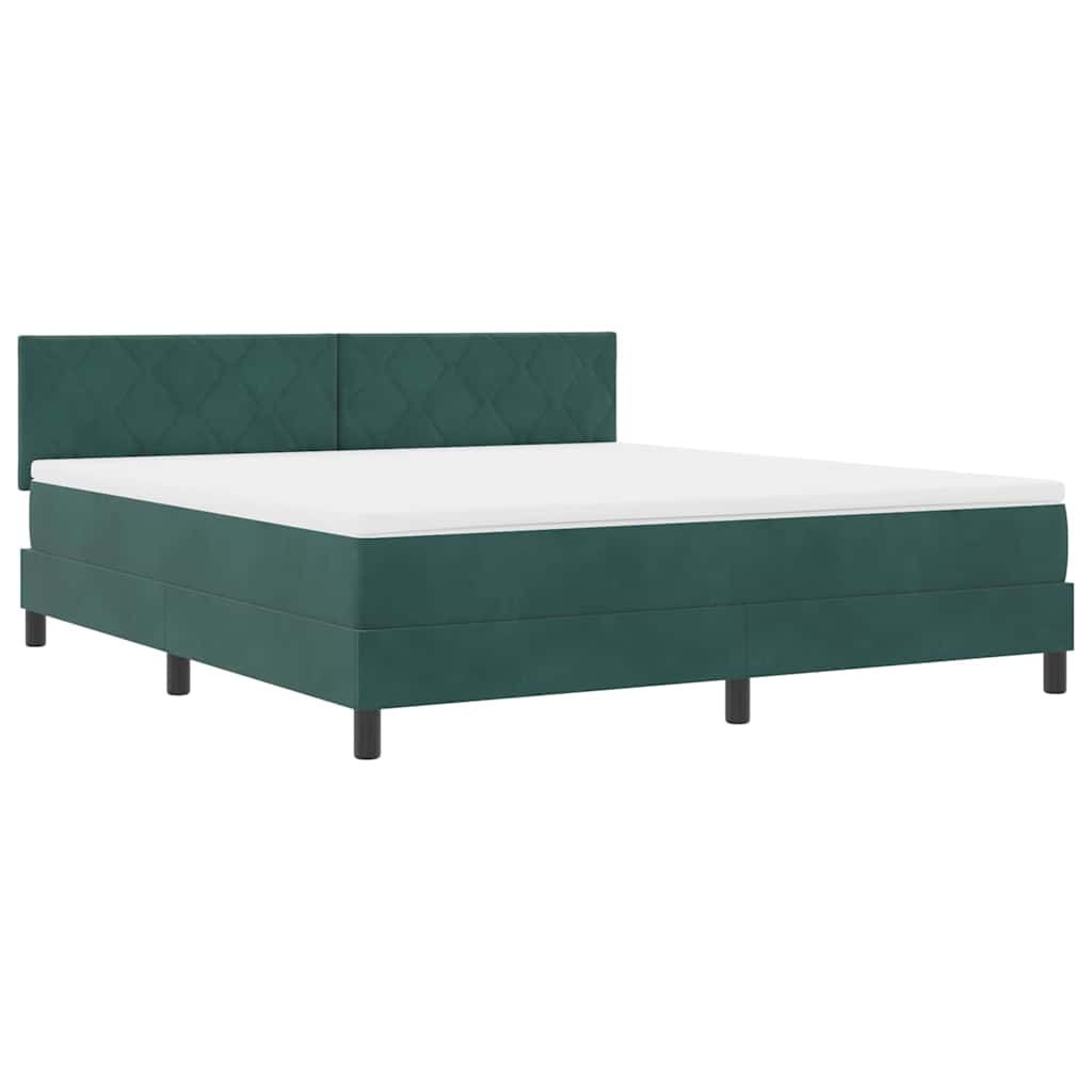 LED Box Spring Krevet Tamnozelena 180 x 200 cm Baršun