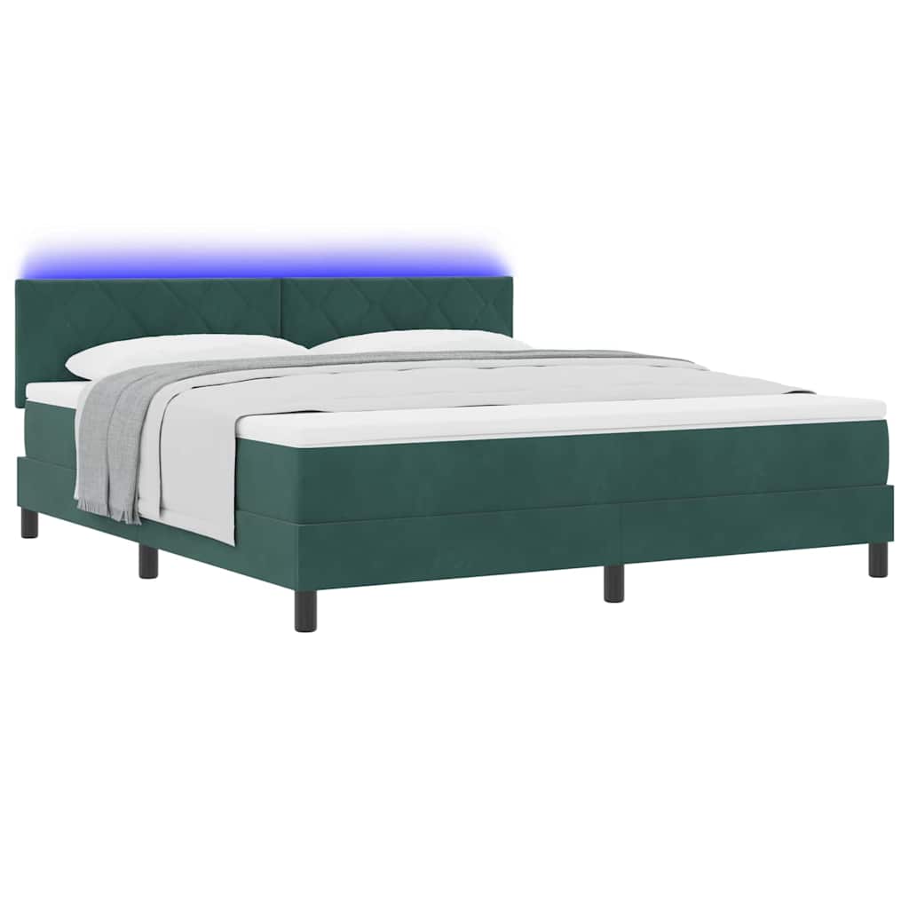 LED Box Spring Krevet Tamnozelena 180 x 200 cm Baršun