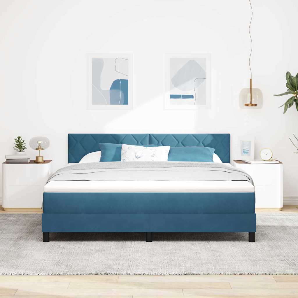 LED Box Spring Krevet Tamno plava 180 x 200 cm Baršun
