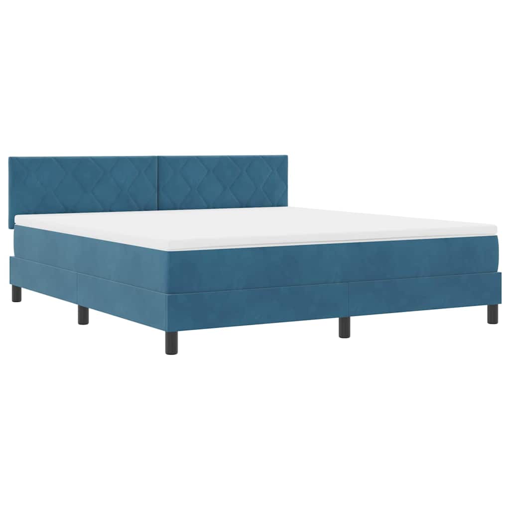 LED Box Spring Krevet Tamno plava 180 x 200 cm Baršun