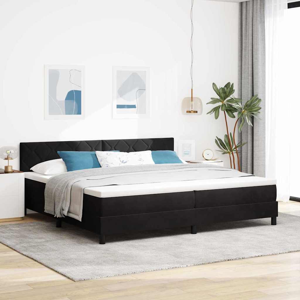 LED Box Spring Krevet s LED trakama Crna 200 x 200 cm Baršun