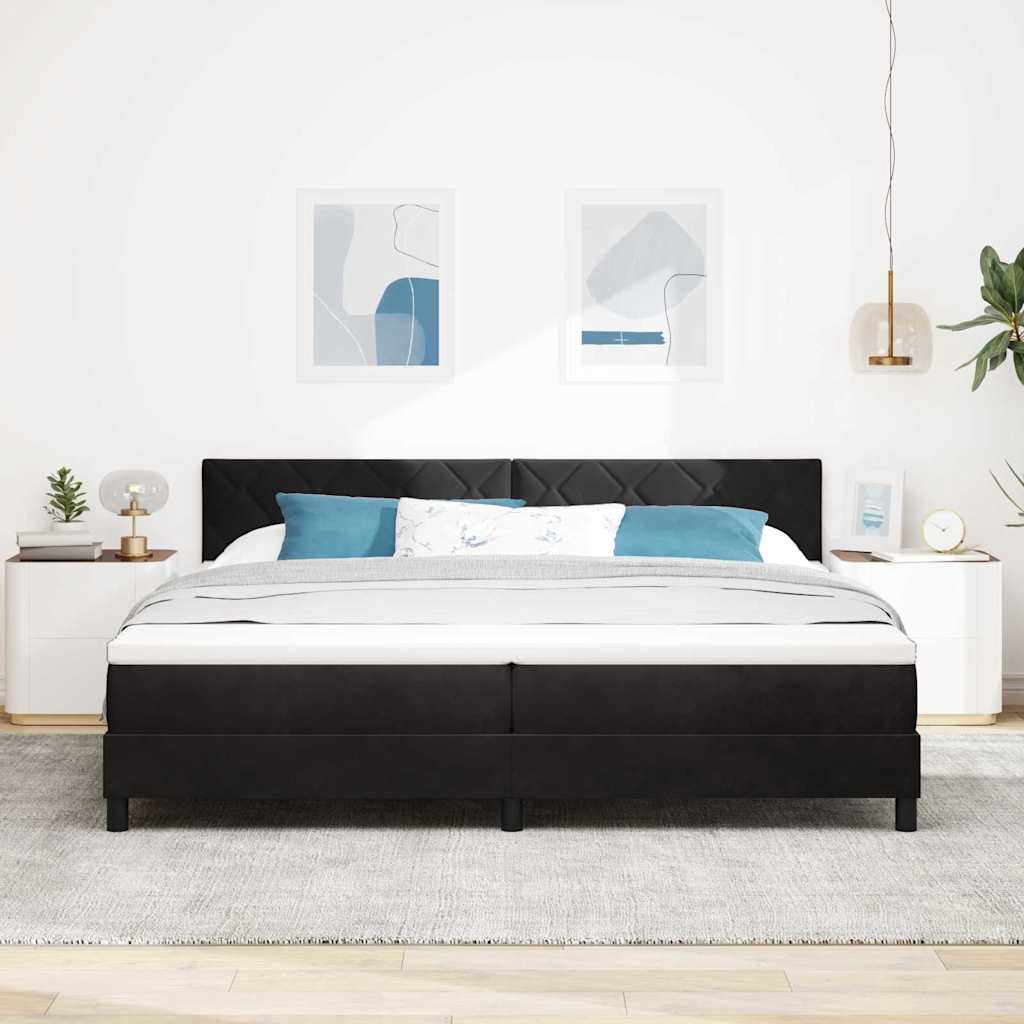 LED Box Spring Krevet s LED trakama Crna 200 x 200 cm Baršun
