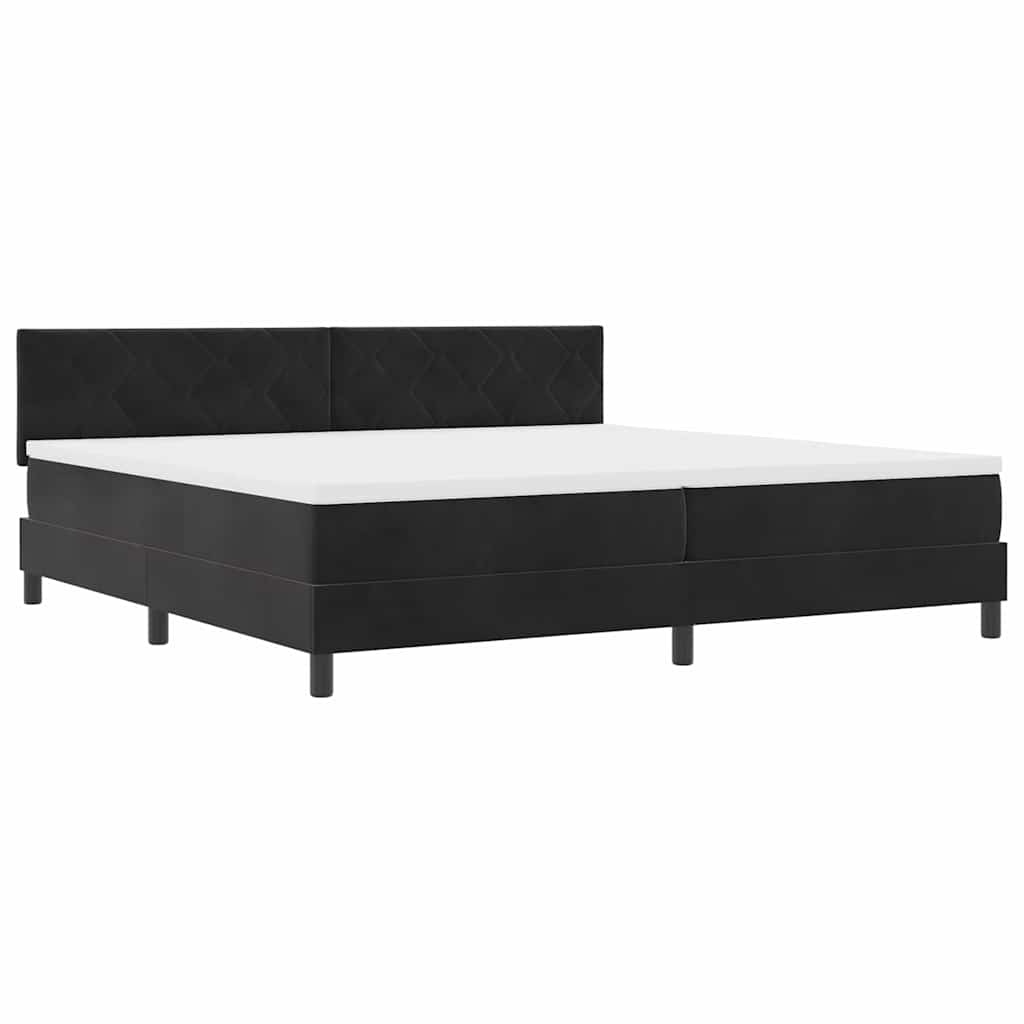 LED Box Spring Krevet s LED trakama Crna 200 x 200 cm Baršun