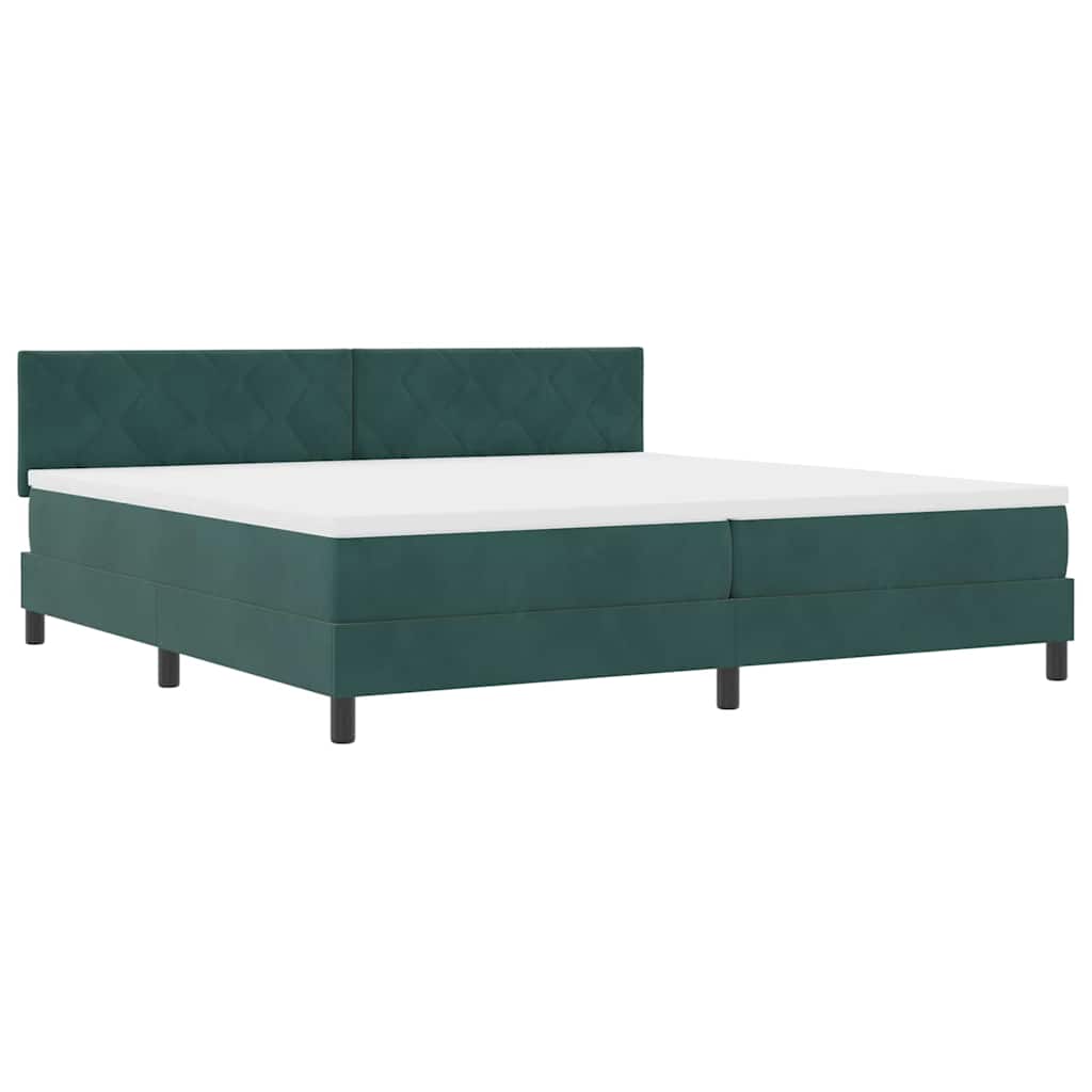 LED Box Spring Krevet Tamnozelena 200 x 200 cm Baršun