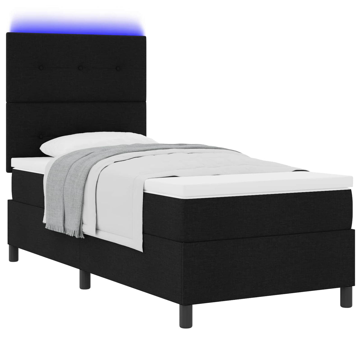 Krevet s opruga kutije s LED trakama Crna 90 x 190 cm tkanina