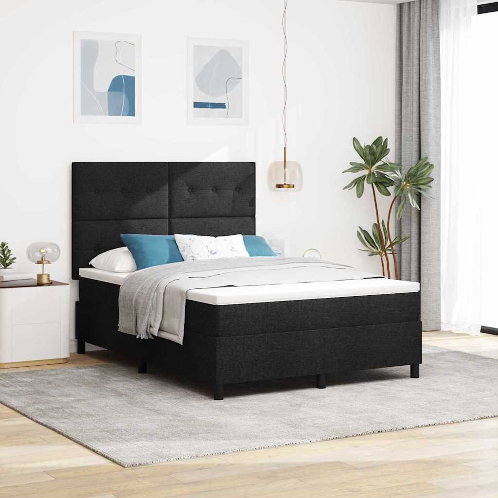 Krevet s opruga kutije s LED trakama Crna 160 x 200 cm tkanina