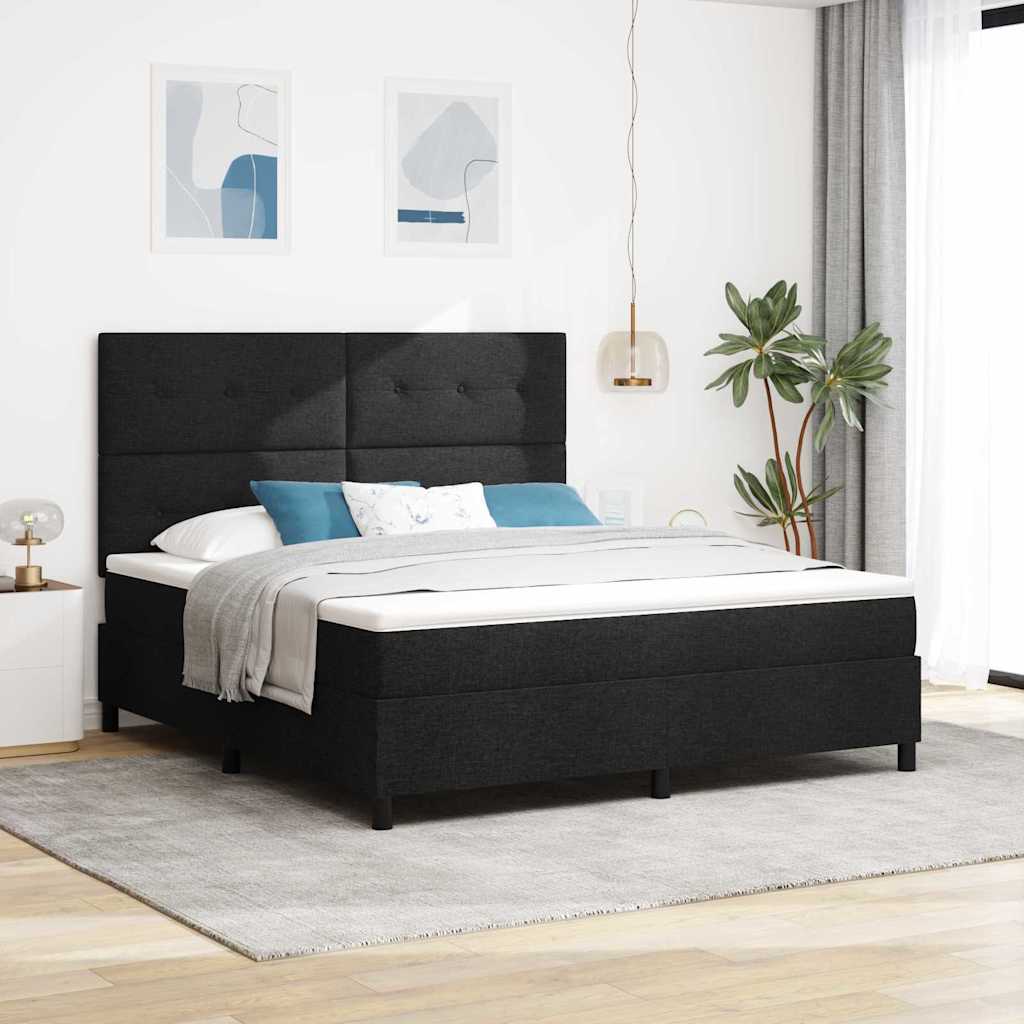Krevet s opruga kutije s LED trakama Crna 180 x 200 cm tkanina