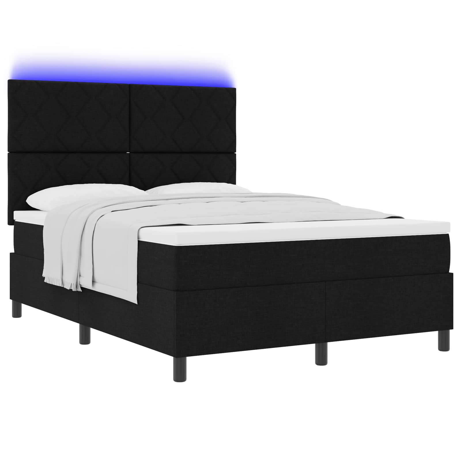 Krevet s opruga kutije s LED trakama Crna 160 x 200 cm tkanina