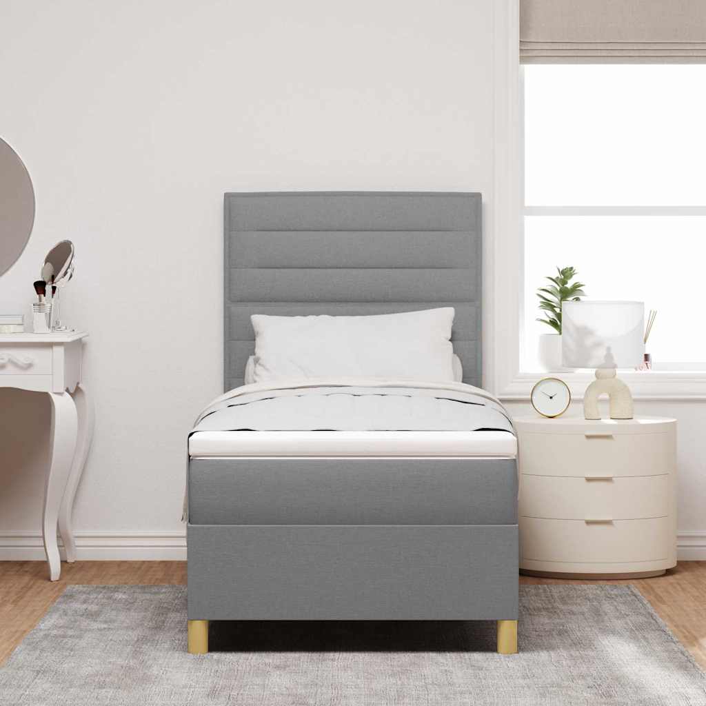 LED Box Spring Krevet Svijetlo siva 80 x 200 cm tkanina
