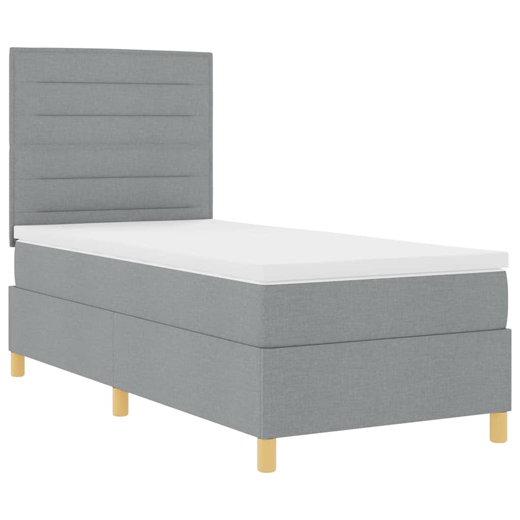 LED Box Spring Krevet Svijetlo siva 80 x 200 cm tkanina