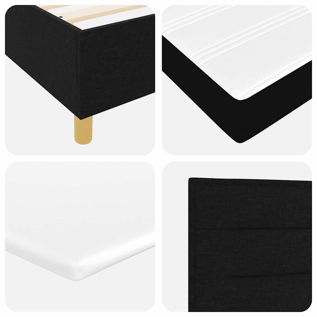 LED Box Spring Krevet s madracem Crna 80 x 200 cm tkanina