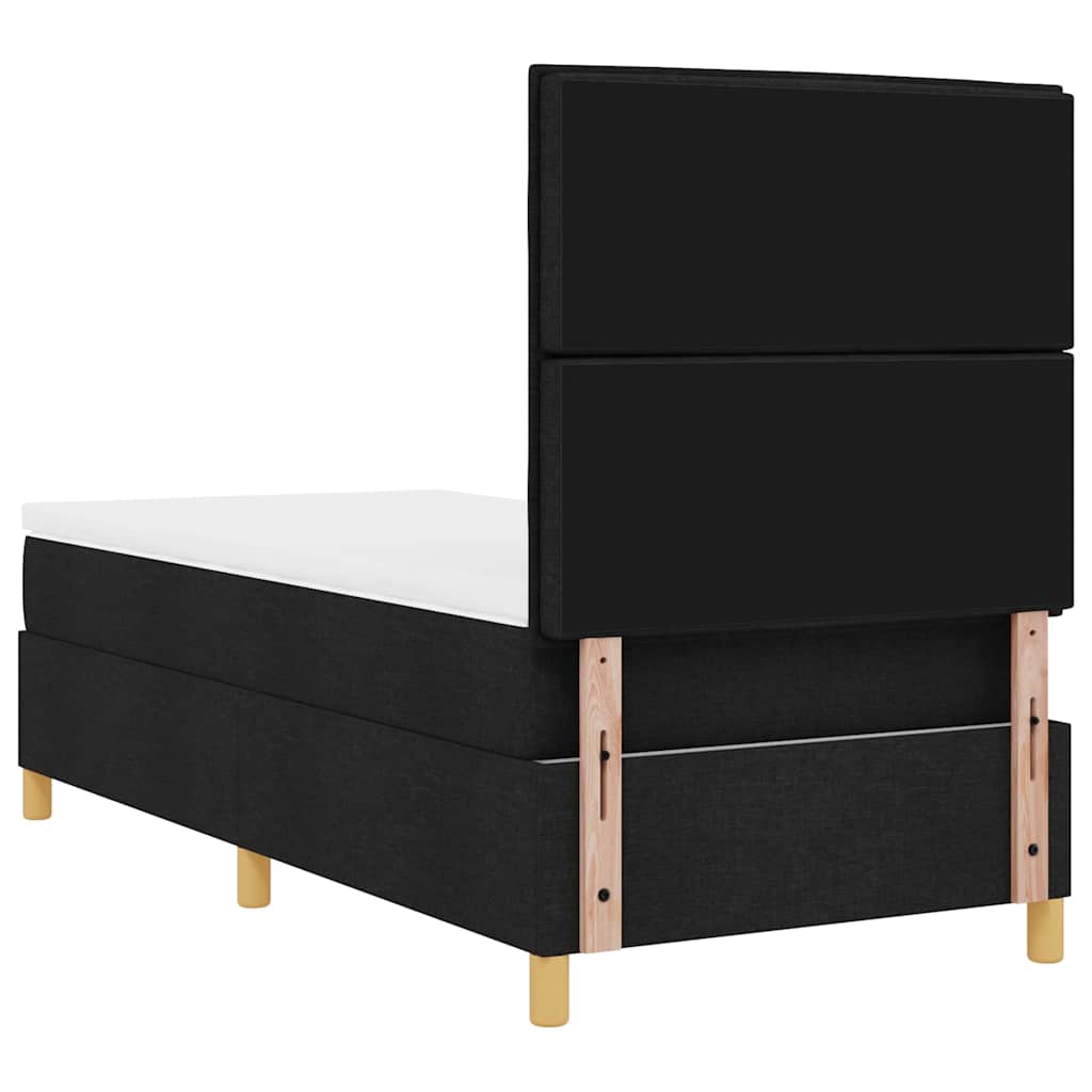 LED Box Spring Krevet s madracem Crna 80 x 200 cm tkanina
