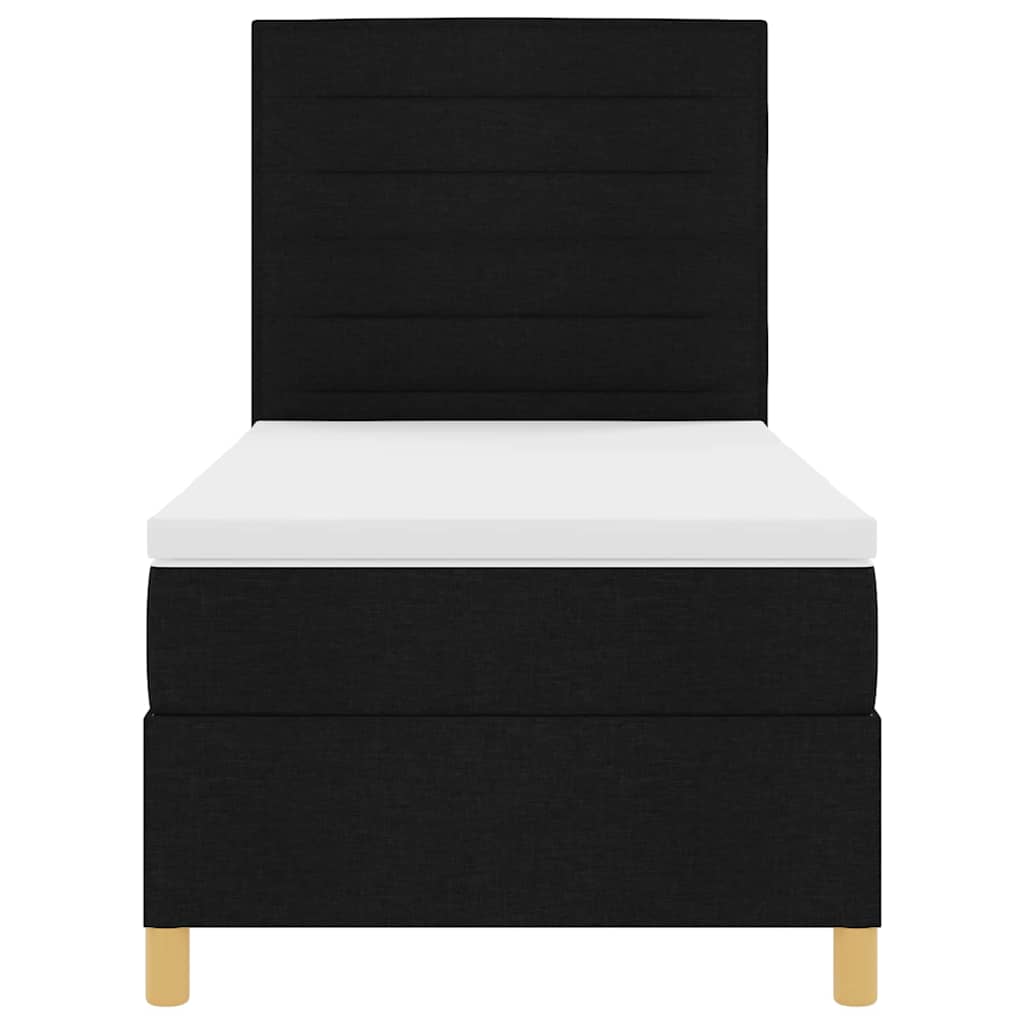 LED Box Spring Krevet s madracem Crna 80 x 200 cm tkanina