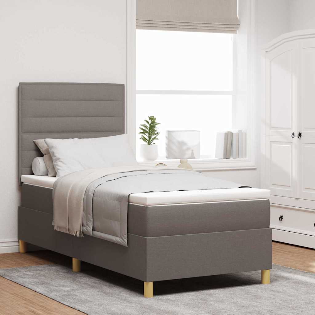 LED Box Spring Krevet Sivo-smeđa 80 x 200 cm tkanina