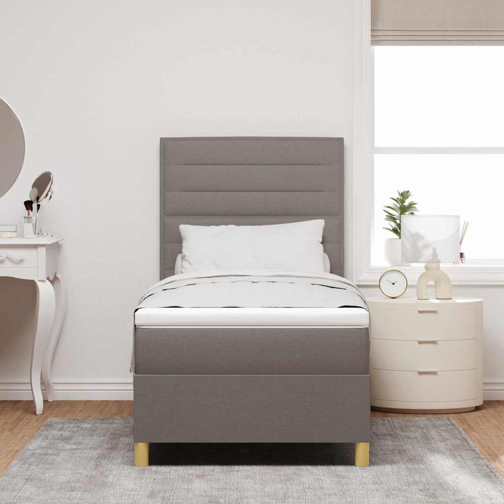 LED Box Spring Krevet Sivo-smeđa 80 x 200 cm tkanina