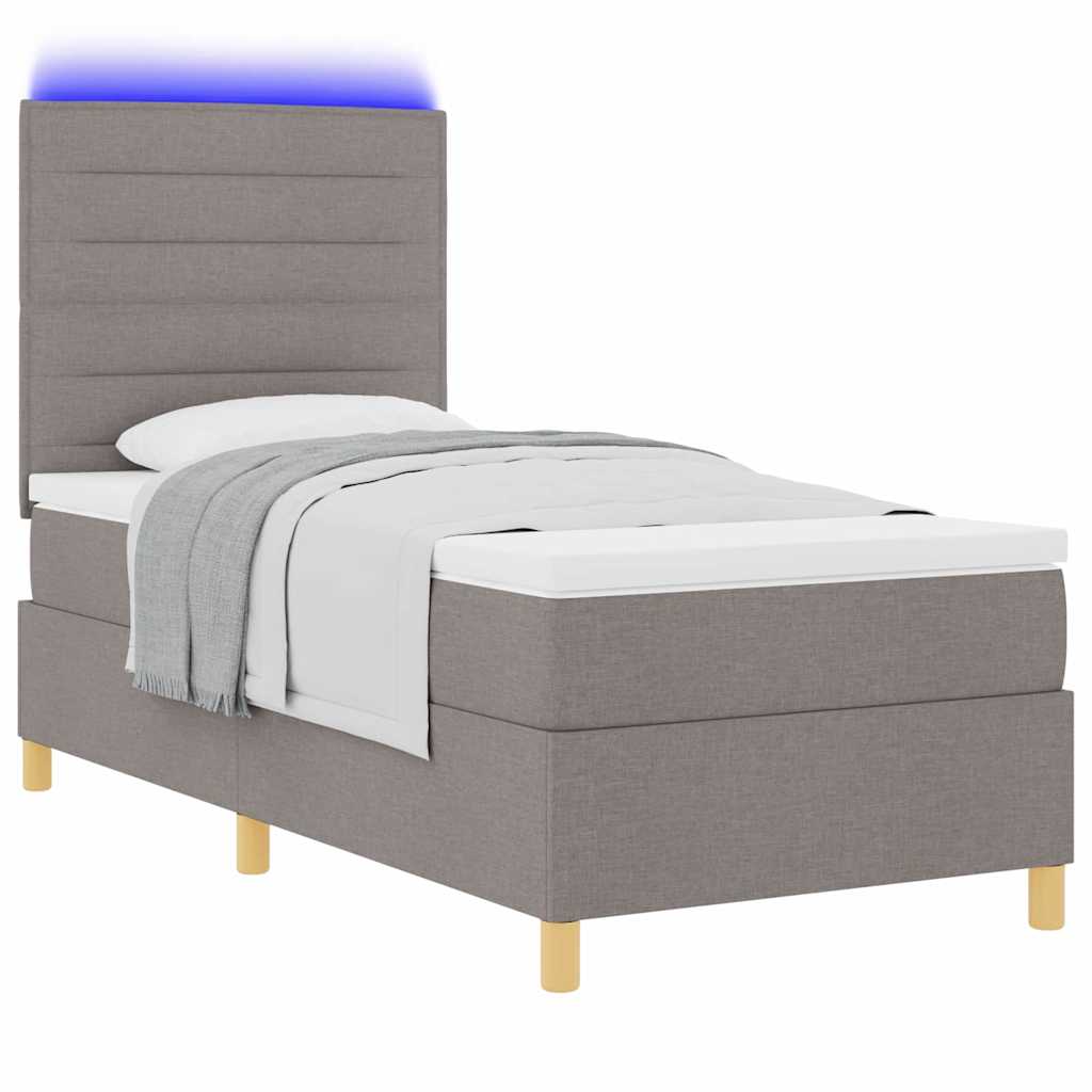 LED Box Spring Krevet Sivo-smeđa 80 x 200 cm tkanina