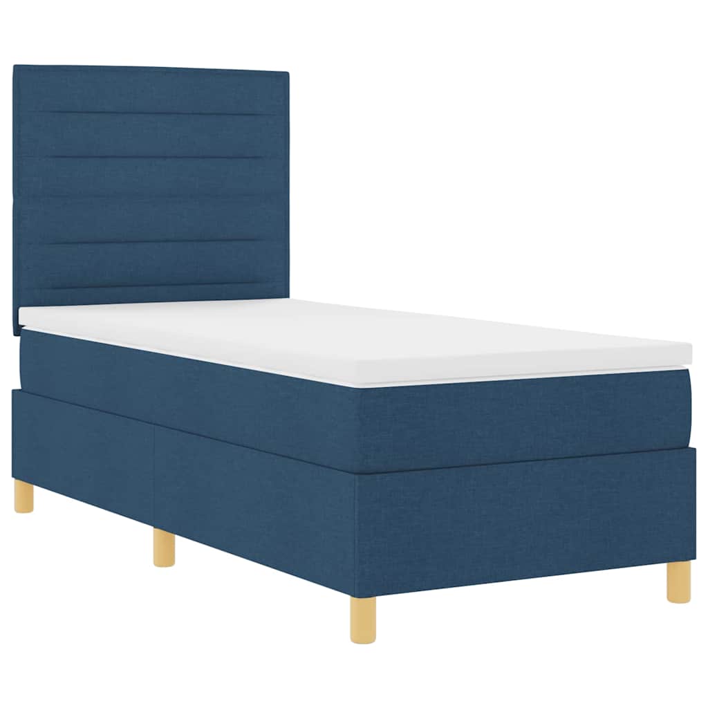 LED Box Spring Krevet s madracem Plava 80 x 200 cm tkanina