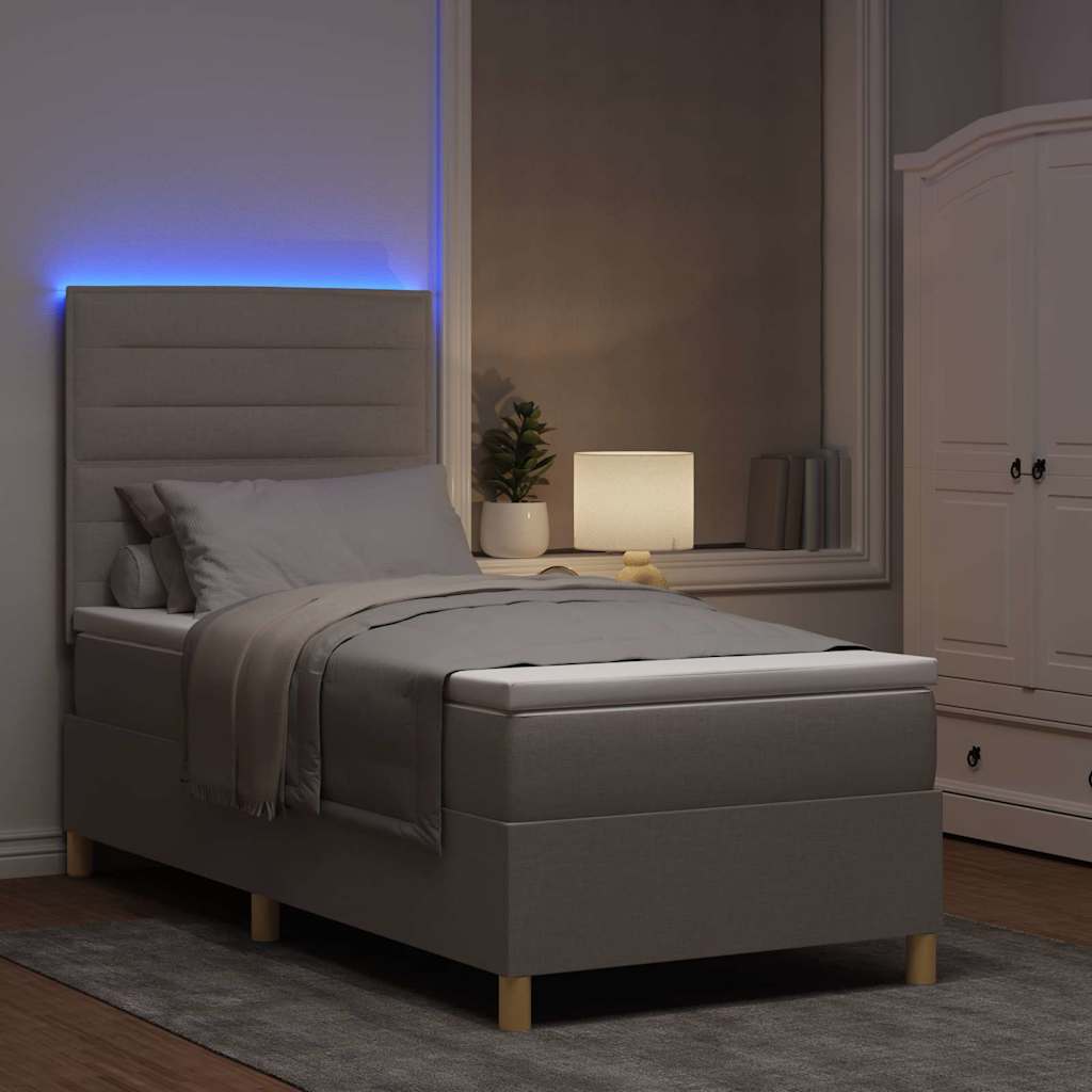 LED Box Spring Krevet s madracem Sivo-smeđa 90 x 190 cm tkanina