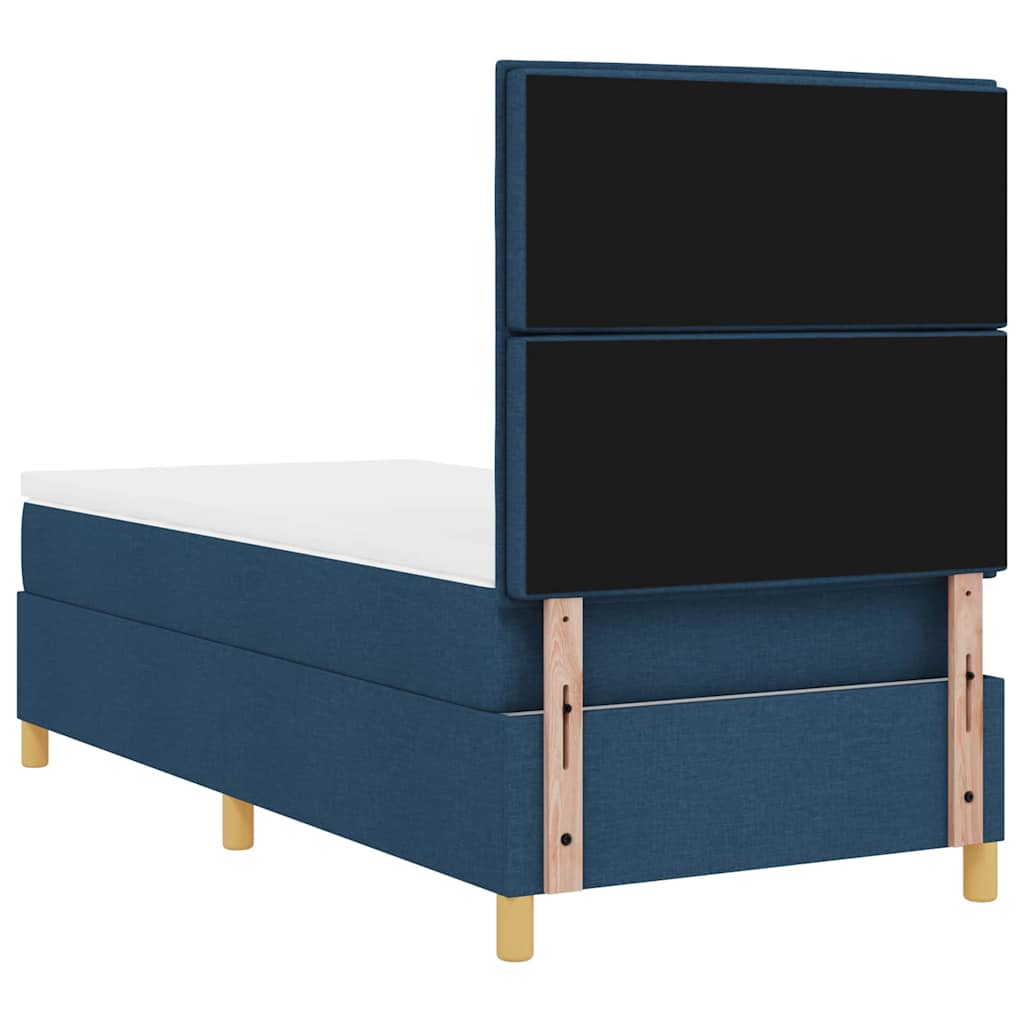 LED Box Spring Krevet s madracem Plava 90 x 190 cm tkanina