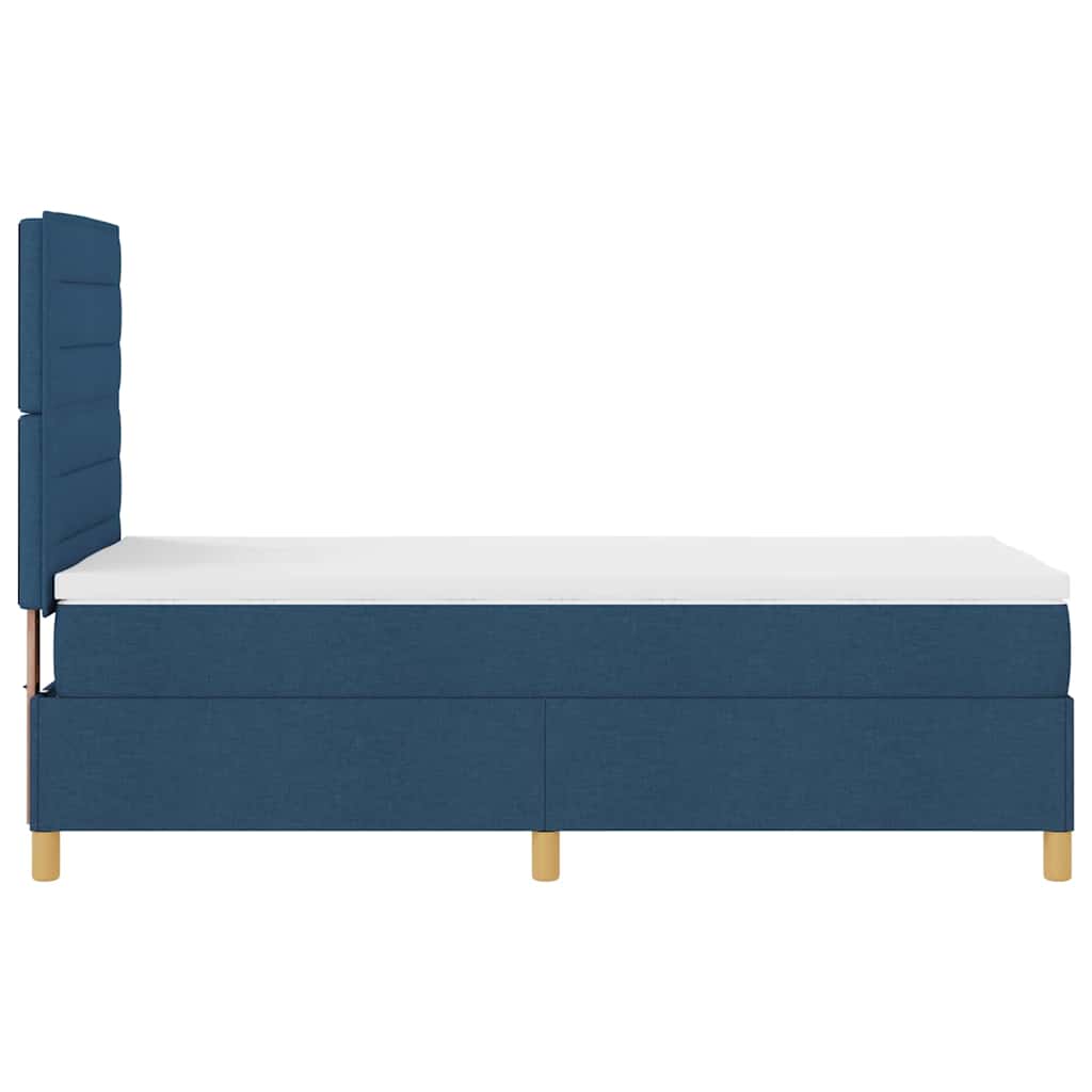 LED Box Spring Krevet s madracem Plava 90 x 190 cm tkanina