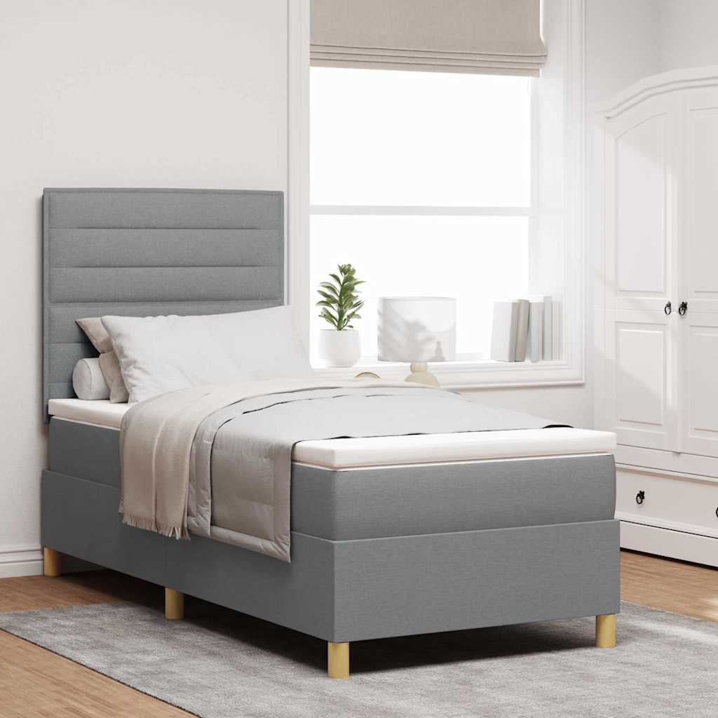 LED Box Spring Krevet Svijetlo siva 100 x 200 cm tkanina