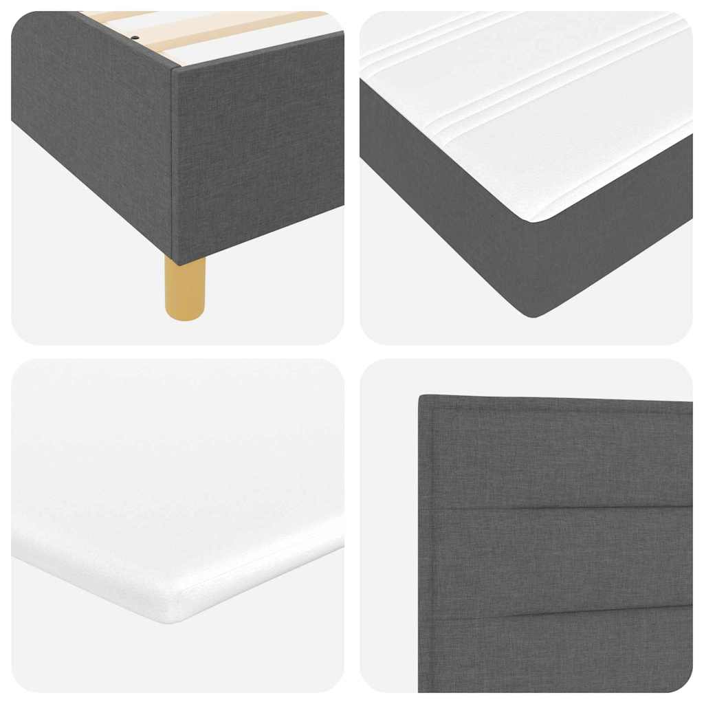 LED Box Spring Krevet Tamno siva 100 x 200 cm tkanina