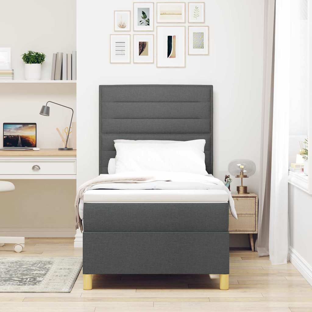 LED Box Spring Krevet Tamno siva 100 x 200 cm tkanina