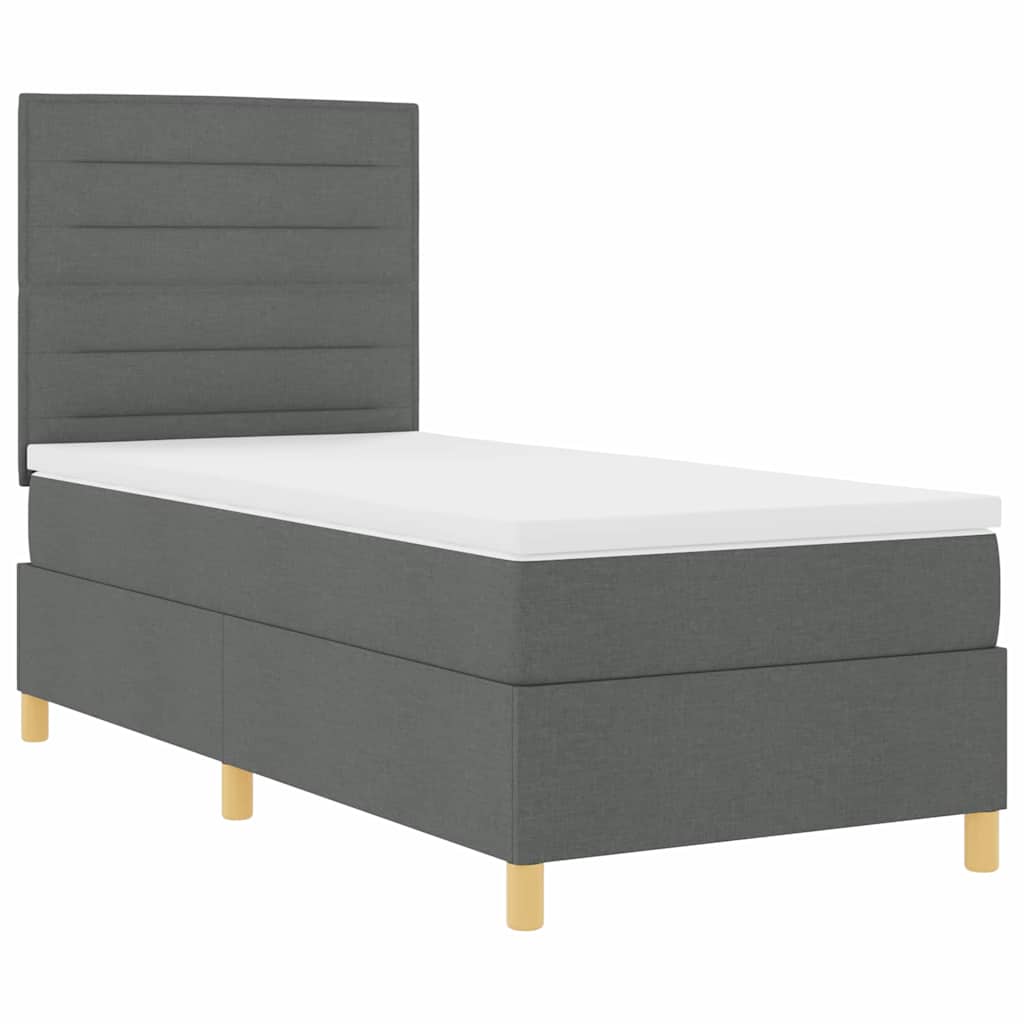 LED Box Spring Krevet Tamno siva 100 x 200 cm tkanina