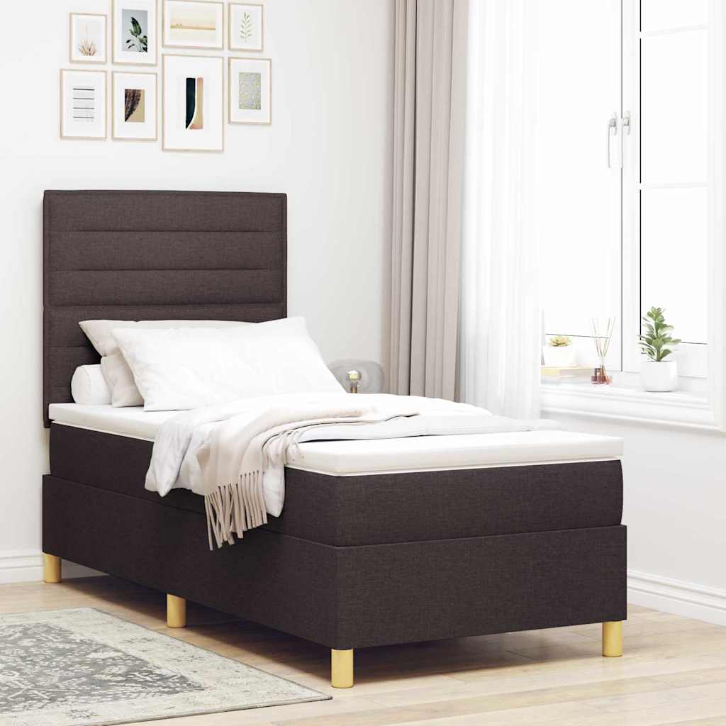 LED Box Spring Krevet Tamno smeđa 100 x 200 cm tkanina