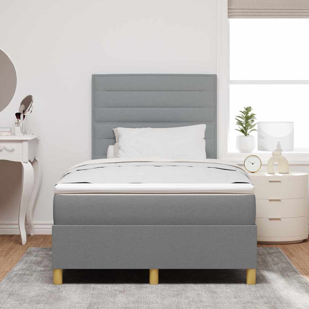 LED Box Spring Krevet Svijetlo siva 120 x 190 cm tkanina