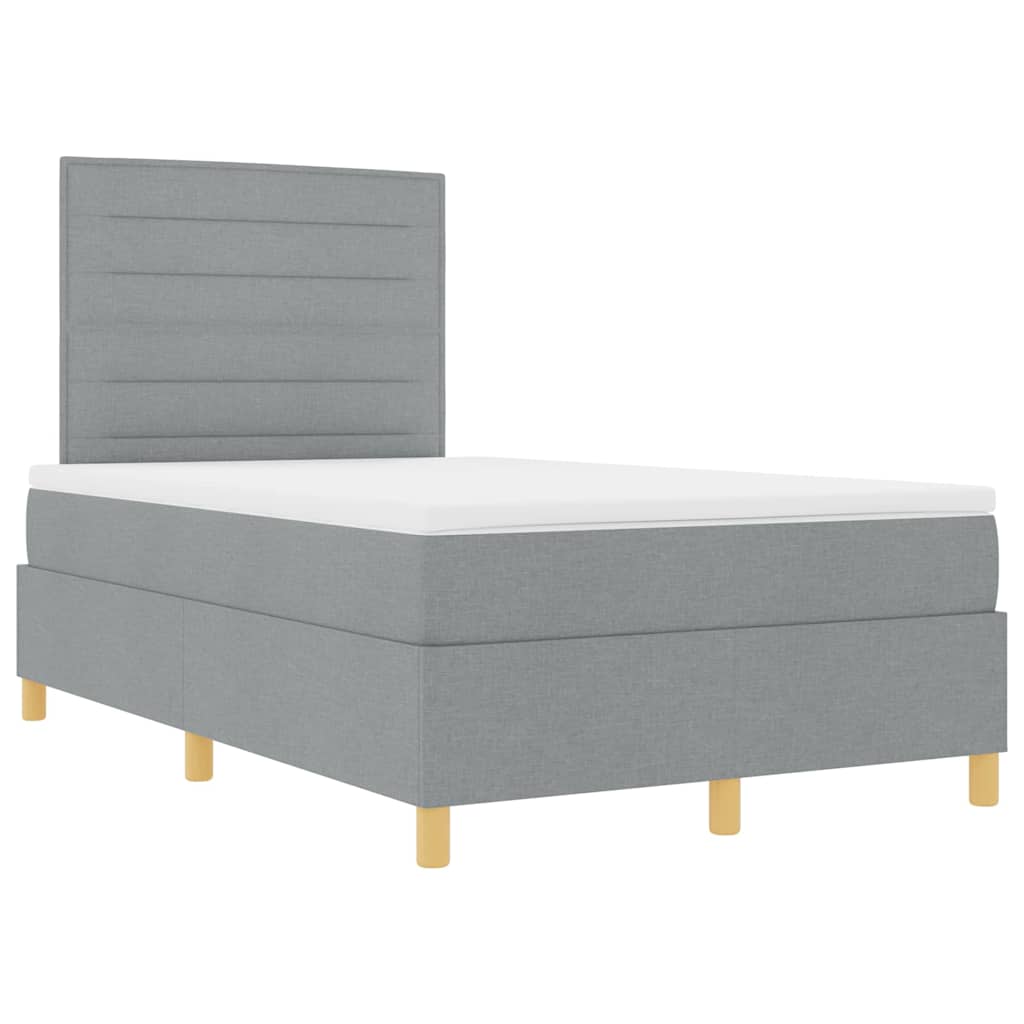 LED Box Spring Krevet Svijetlo siva 120 x 190 cm tkanina