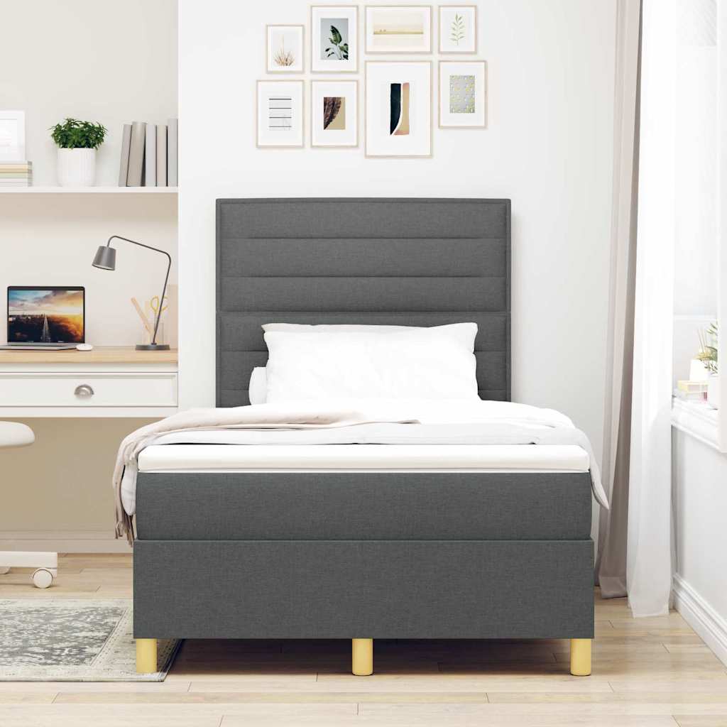 LED Box Spring Krevet Tamno siva 120 x 190 cm tkanina