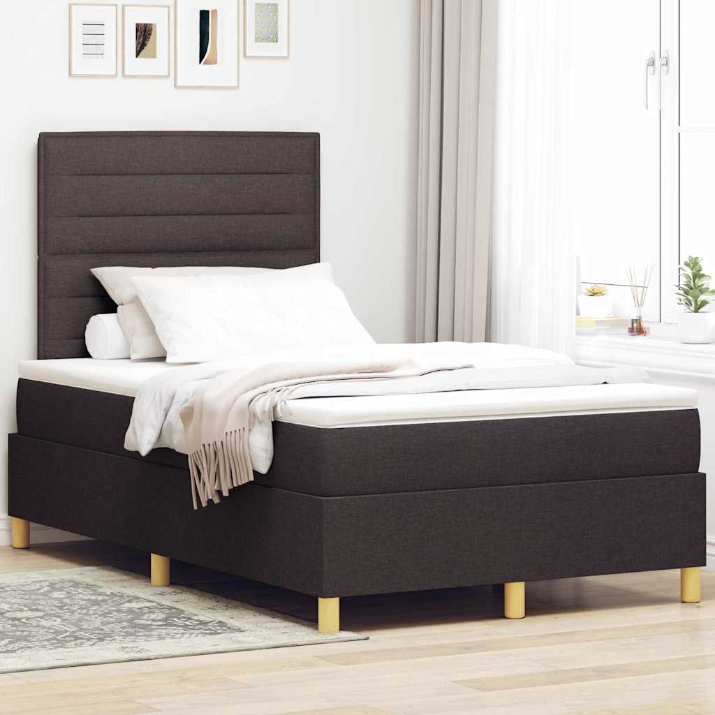 LED Box Spring Krevet Tamno smeđa 120 x 190 cm tkanina
