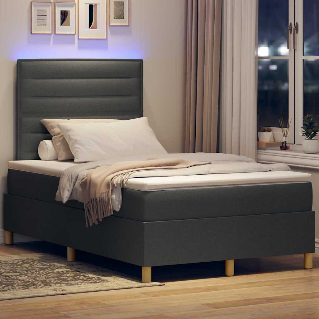 LED Box Spring Krevet Tamno siva 120 x 200 cm tkanina