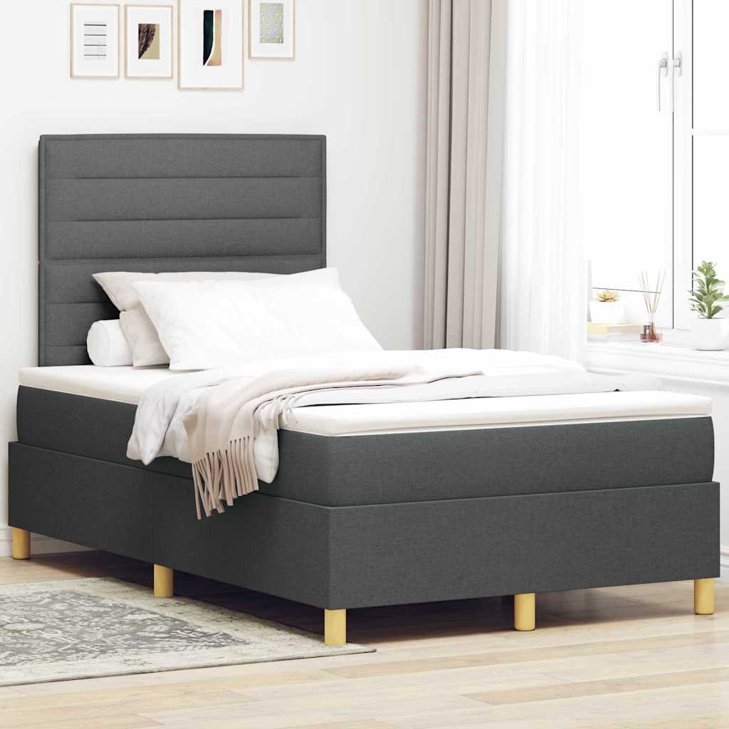 LED Box Spring Krevet Tamno siva 120 x 200 cm tkanina