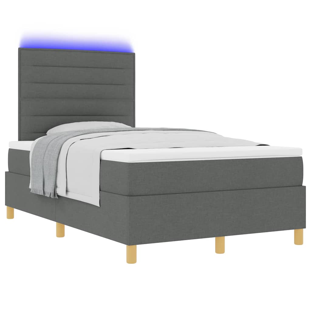 LED Box Spring Krevet Tamno siva 120 x 200 cm tkanina