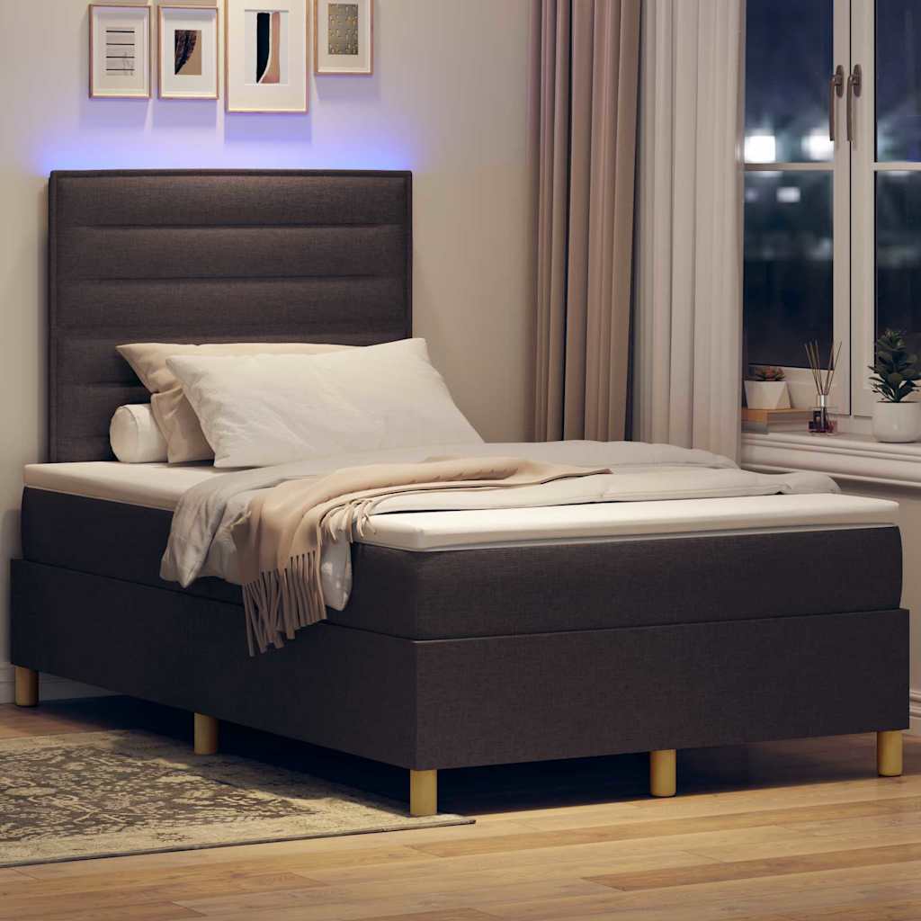 LED Box Spring Krevet Tamno smeđa 120 x 200 cm tkanina