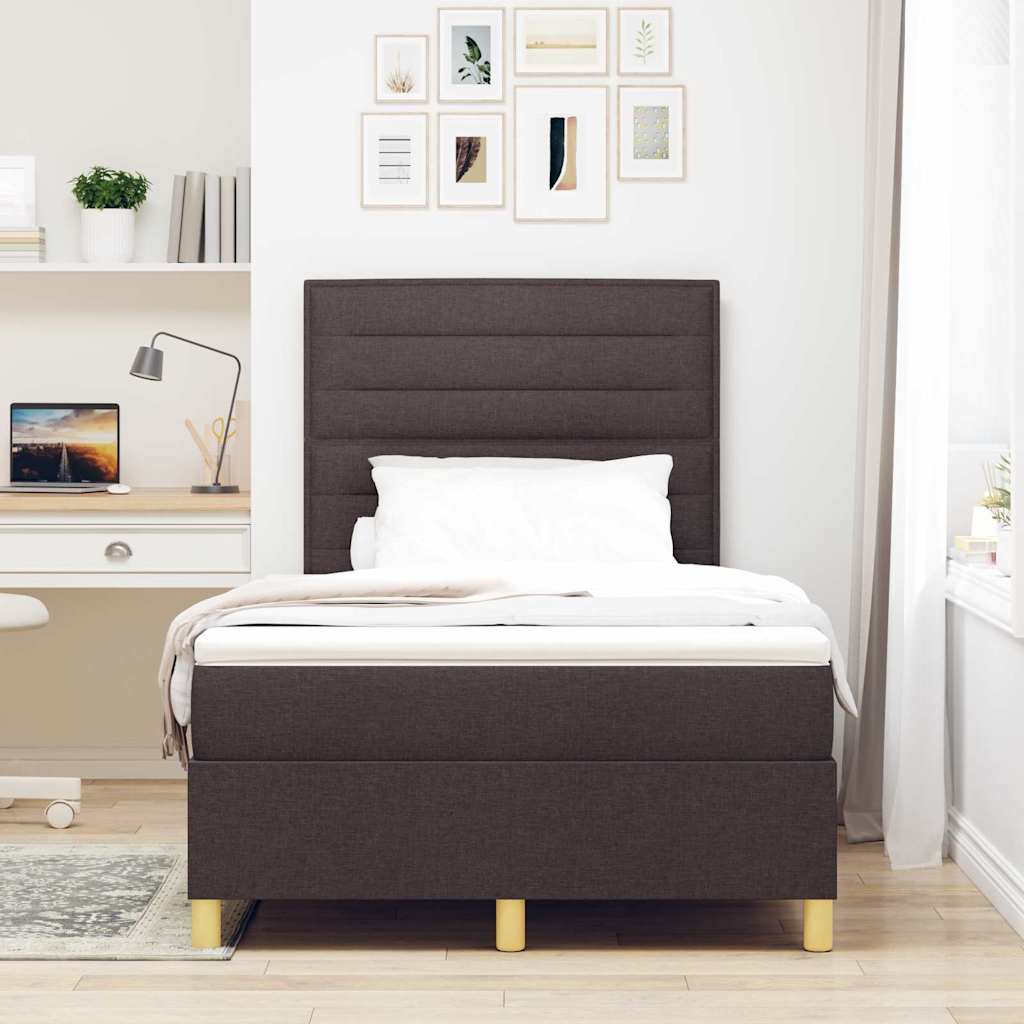 LED Box Spring Krevet Tamno smeđa 120 x 200 cm tkanina