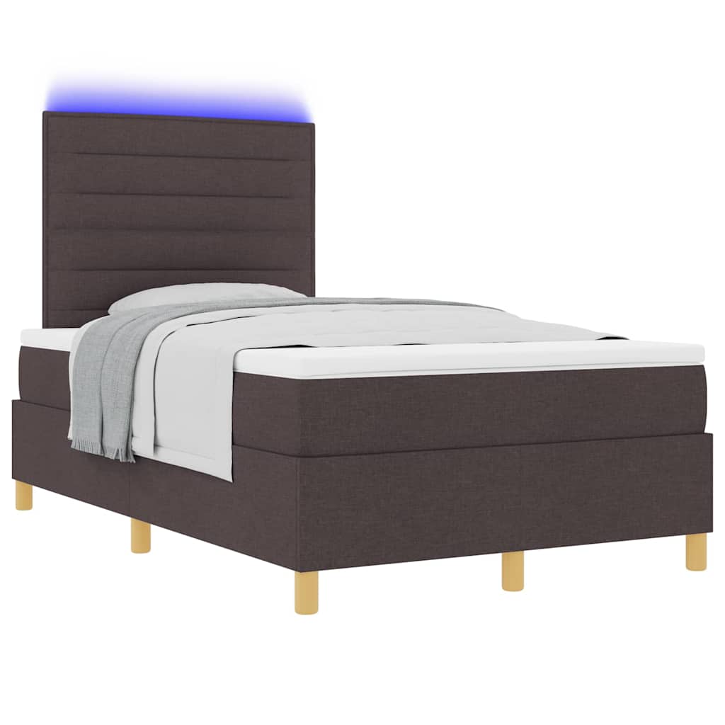 LED Box Spring Krevet Tamno smeđa 120 x 200 cm tkanina