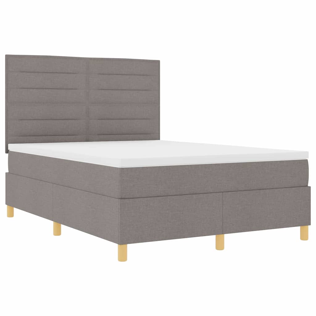 LED Box Spring Krevet Sivo-smeđa 140 x 190 cm tkanina