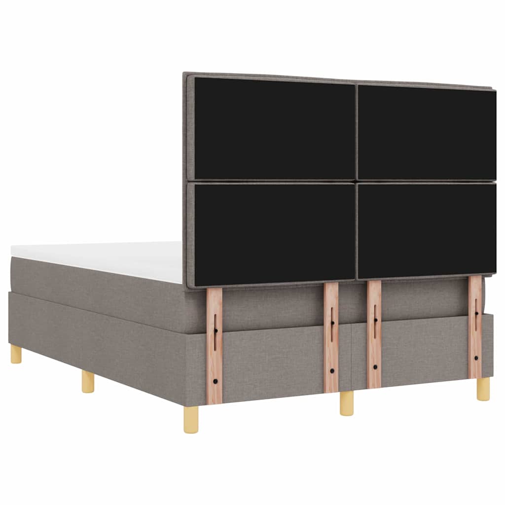 LED Box Spring Krevet Sivo-smeđa 140 x 190 cm tkanina