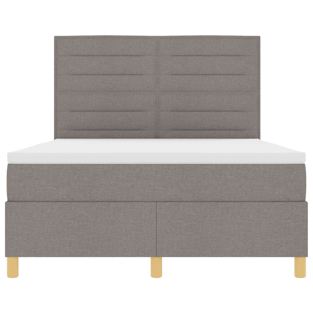 LED Box Spring Krevet Sivo-smeđa 140 x 190 cm tkanina