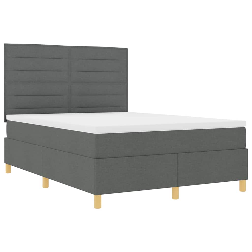 LED Box Spring Krevet Tamno siva 140 x 200 cm tkanina