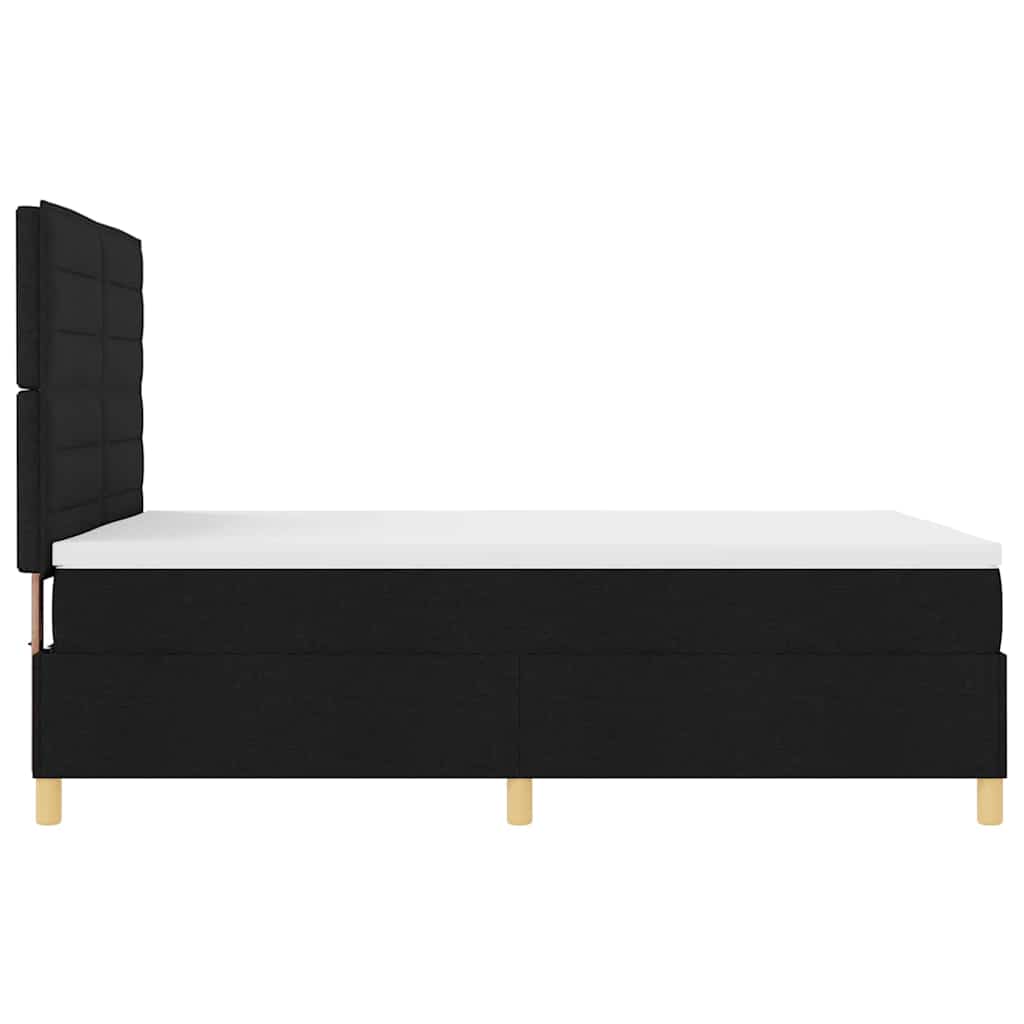LED Box Spring Krevet s madracem Crna 140 x 200 cm tkanina