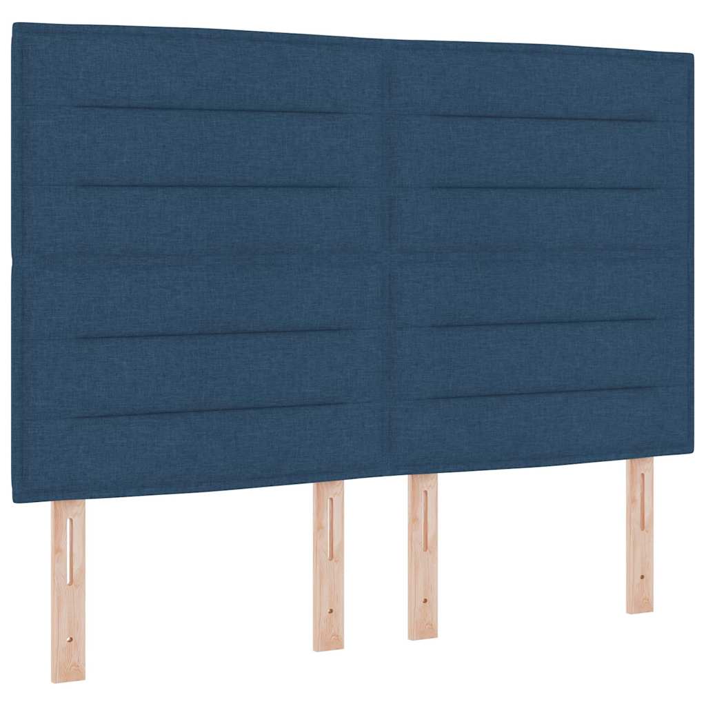 LED Box Spring Krevet s madracem Plava 140 x 200 cm tkanina