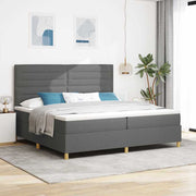 LED Box Spring Krevet Tamno siva 200 x 200 cm tkanina