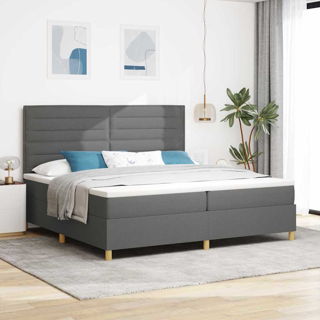 LED Box Spring Krevet Tamno siva 200 x 200 cm tkanina