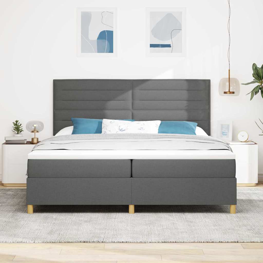 LED Box Spring Krevet Tamno siva 200 x 200 cm tkanina