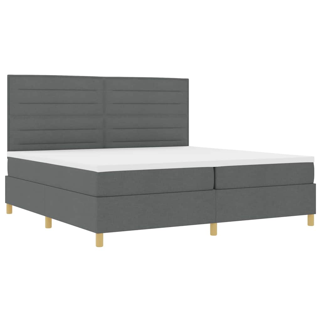 LED Box Spring Krevet Tamno siva 200 x 200 cm tkanina