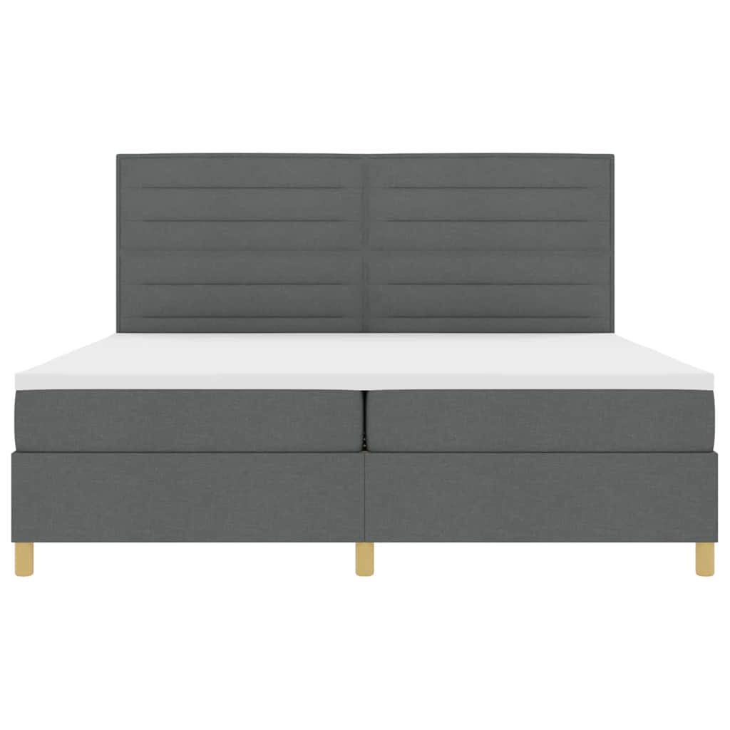 LED Box Spring Krevet Tamno siva 200 x 200 cm tkanina